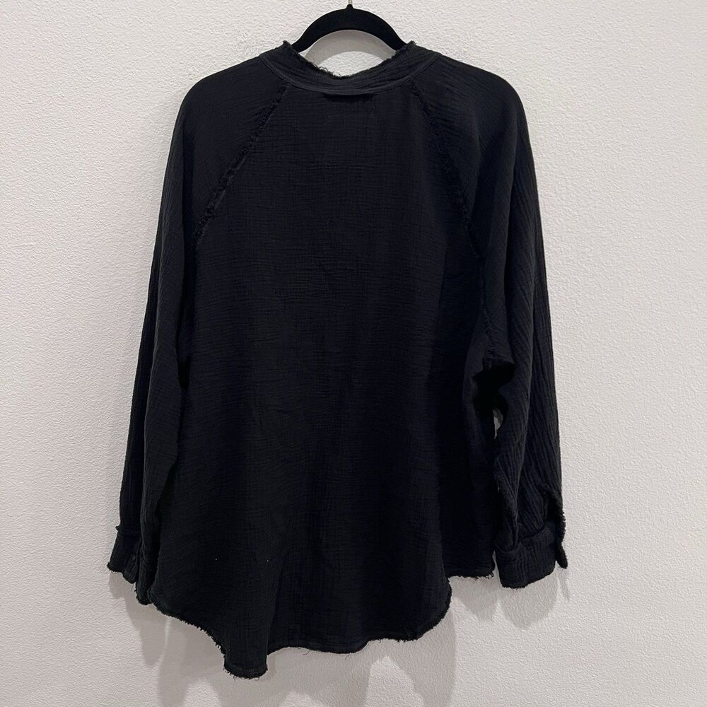 Aerie AE Oversized Pool To Party cover Up Gauzy Black shirt blouse top Large - Picture 8 of 10